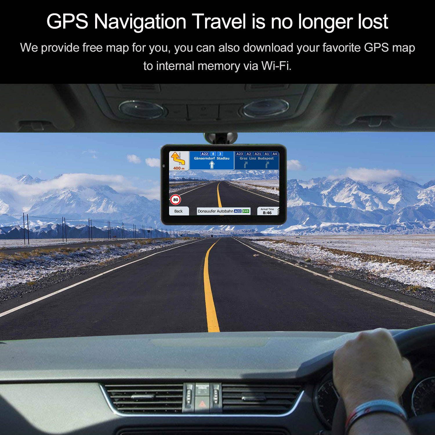 7"HD GPS Navigation System 8G Voice Guidance and Directional Speed Limit Alerts with 3D Europe Maps