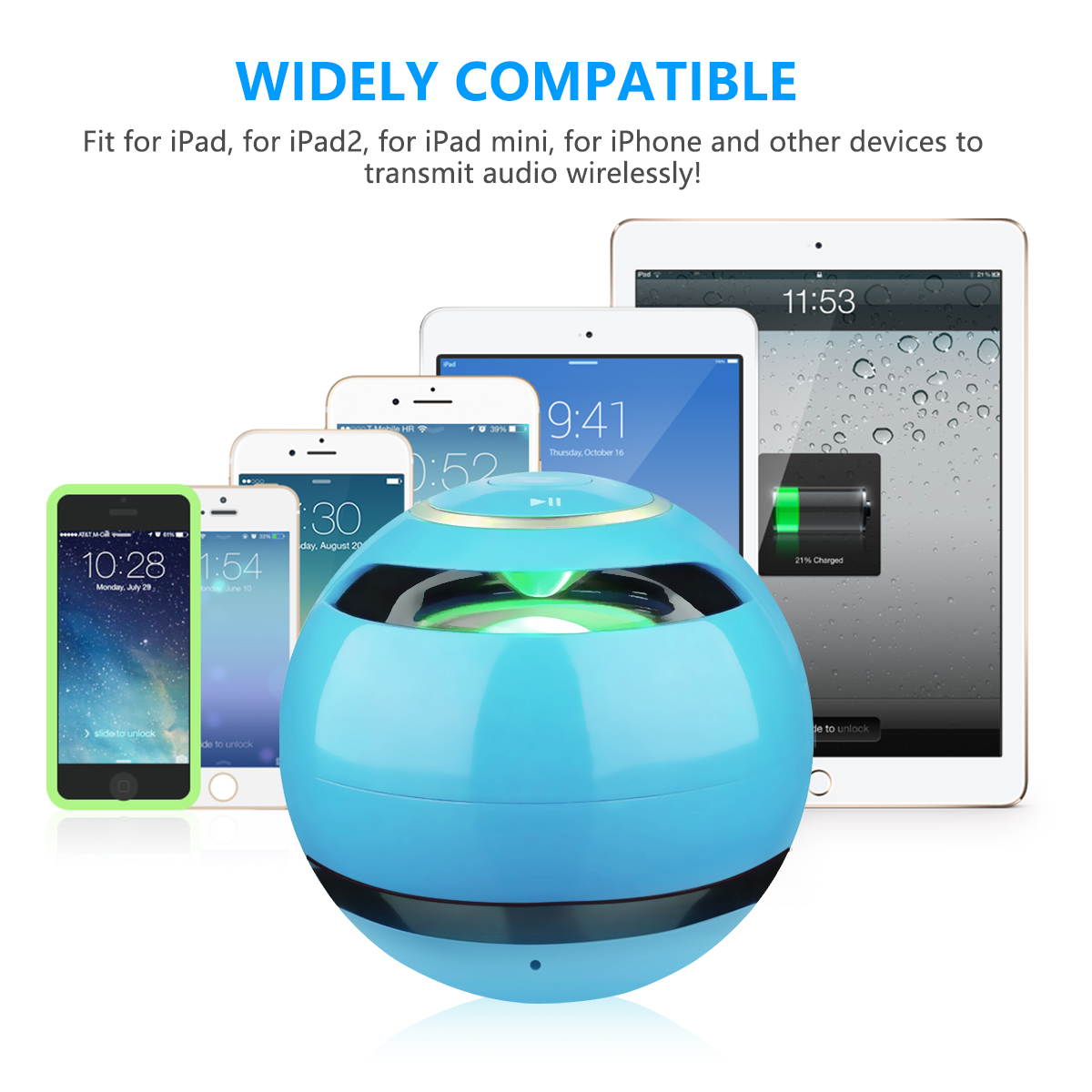 Wireless LED Mini Bluetooth Speaker Portable Super Bass Stereo USB/TF/FM Radio Black