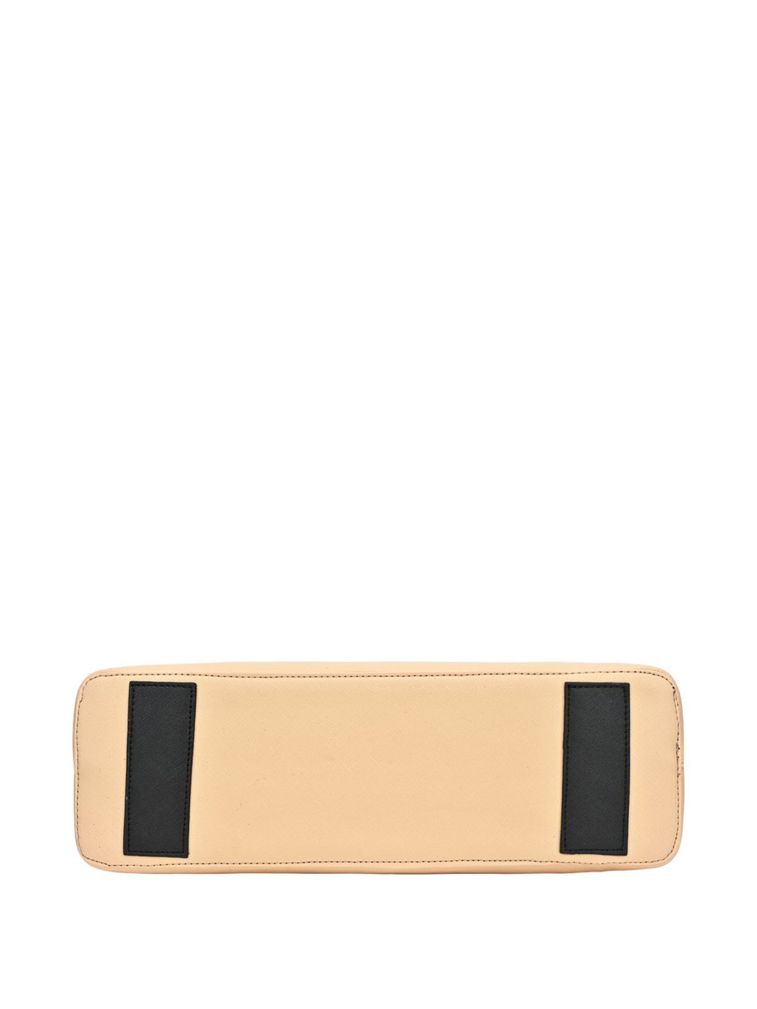 Horra Beige Solid Tote Handbag