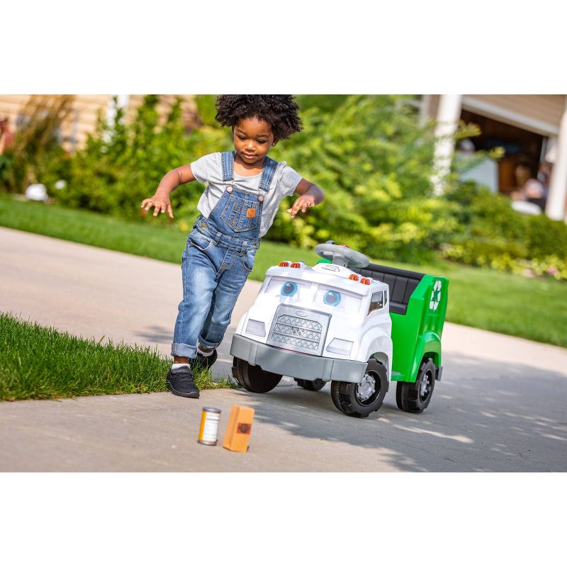 Kid Trax 6V Real Rigs Recycling Truck Interactive Powered Ride-On - Green/White