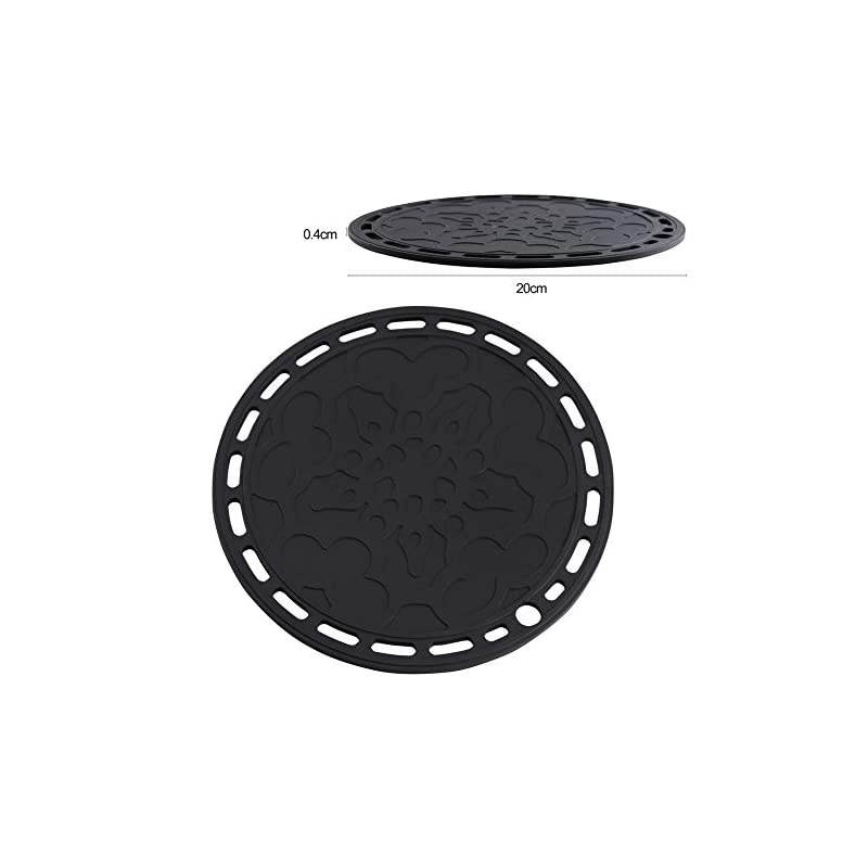Plus Big Round Silicone Trivets Mats for Hot Dishes and Hot Pots, Hot Pads for Countertops, Tables, Pot Holders, Spoon Rest Place Mats Set of 3 Color Dark Grey