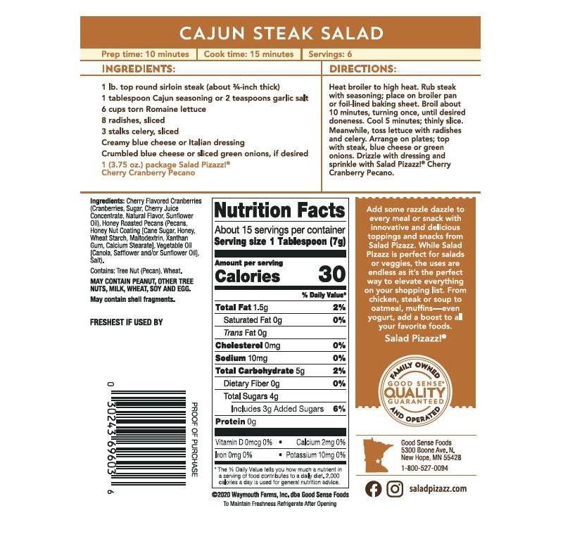 Salad Pizazz! Cherry Flavored Cranberries & Honey Roasted Pecans Salad Topper - 3.75oz