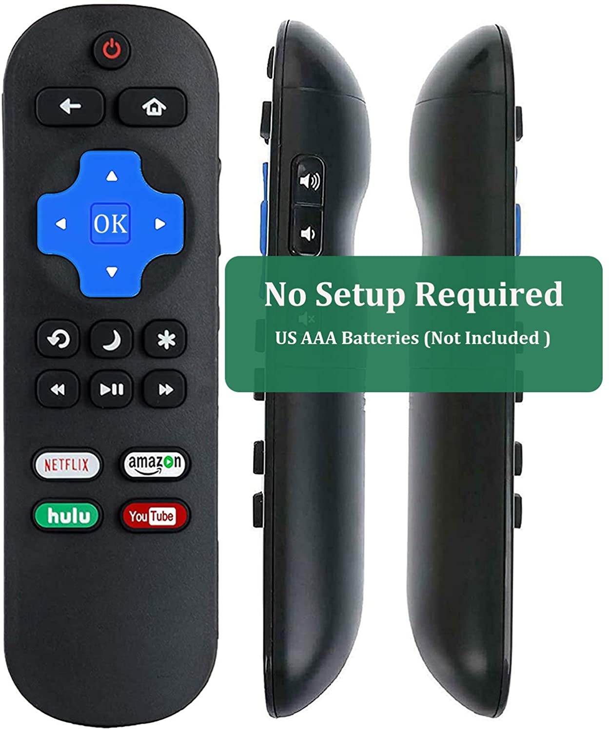 Replacement RC280 RC282 Remote Compatible with All TCL Roku TV Remote with Netflix, Amazon, Hulu, YouTube Channel Button (No Steup Required)