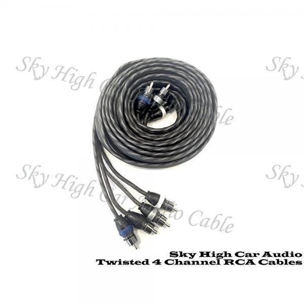 Sky High Car Audio 4 Channel Twisted 12 ft RCA Cables Coated 18' OFC