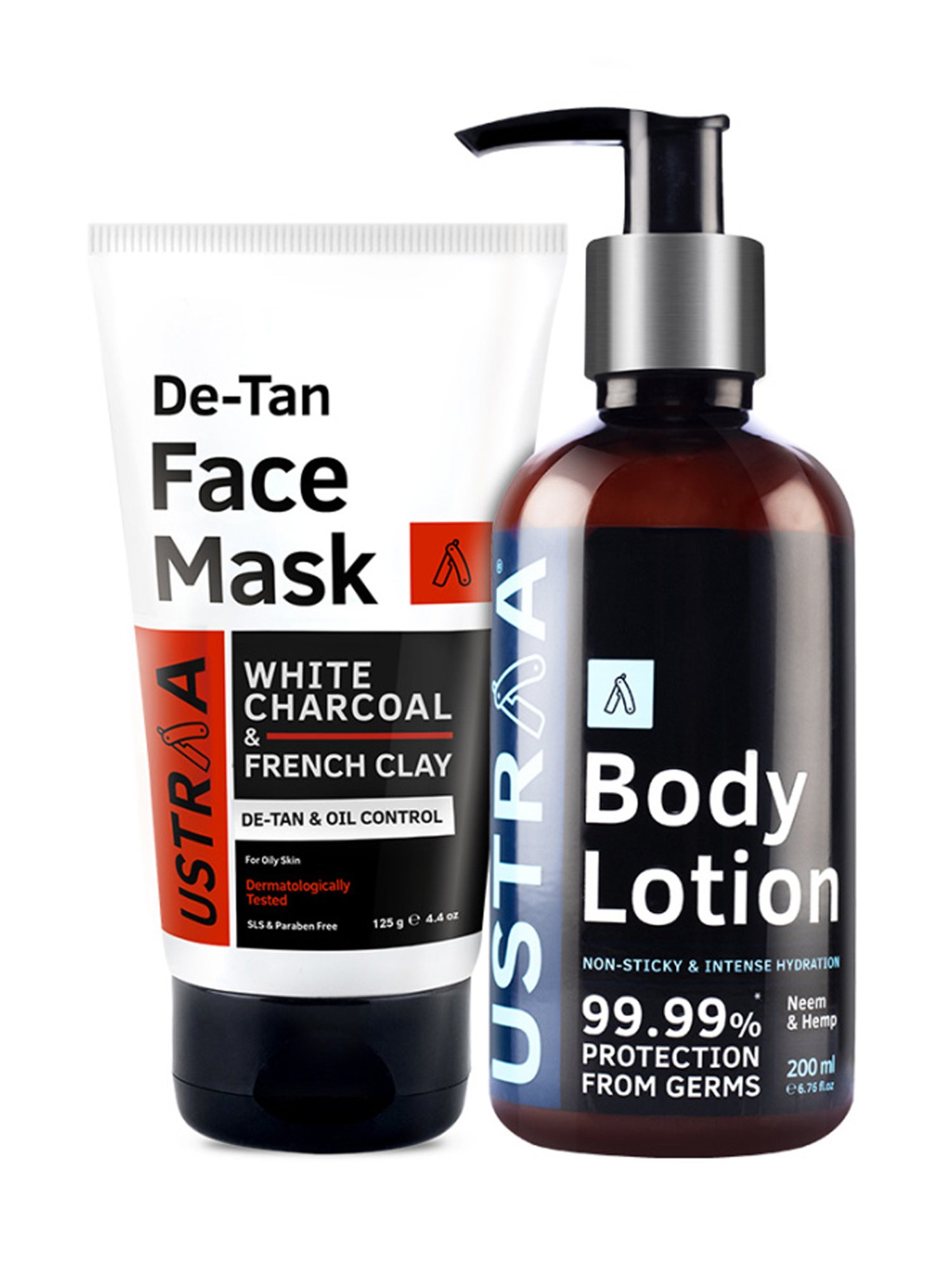 Ustraa Germ Free Body Lotion & Oily Skin De-Tan Face Mask Combo