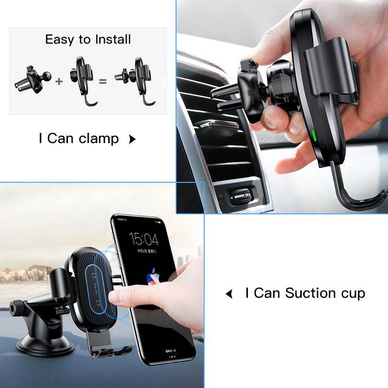 Baseus 2 in1 Qi Wireless Car Charger for iPhone XS Max Samsung S8 Quick Wireless Charging Charger Car Mount Mobile Phone Holder