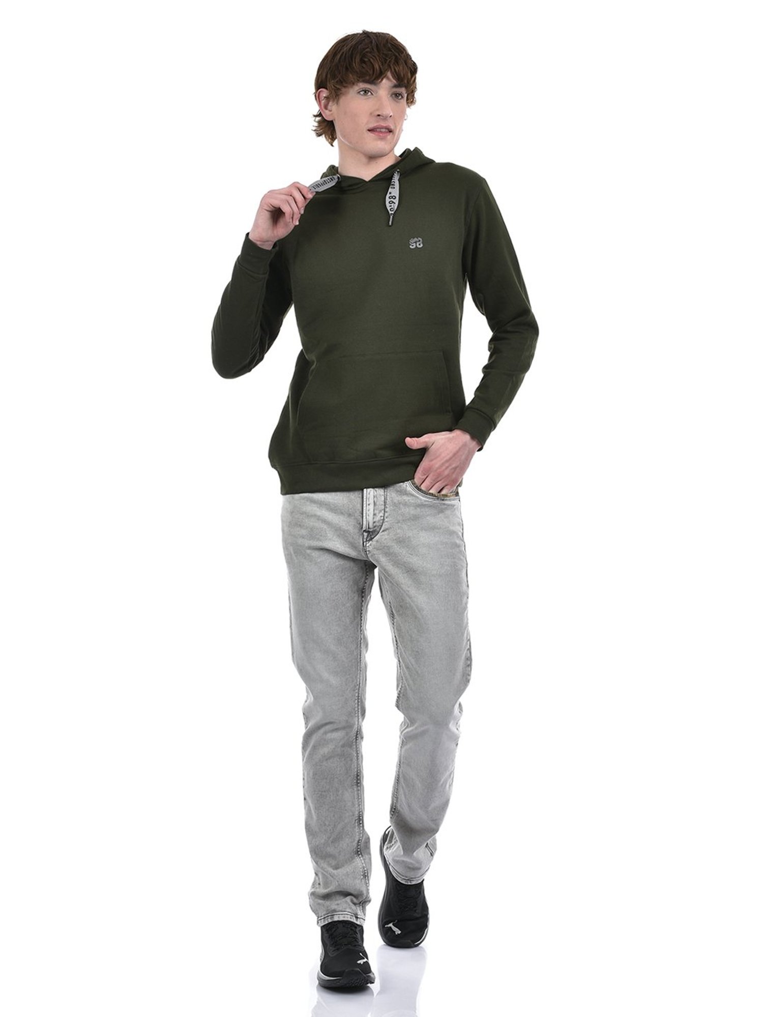 Lawman Pg3 Green Regular Fit Hooded Sweatshirt