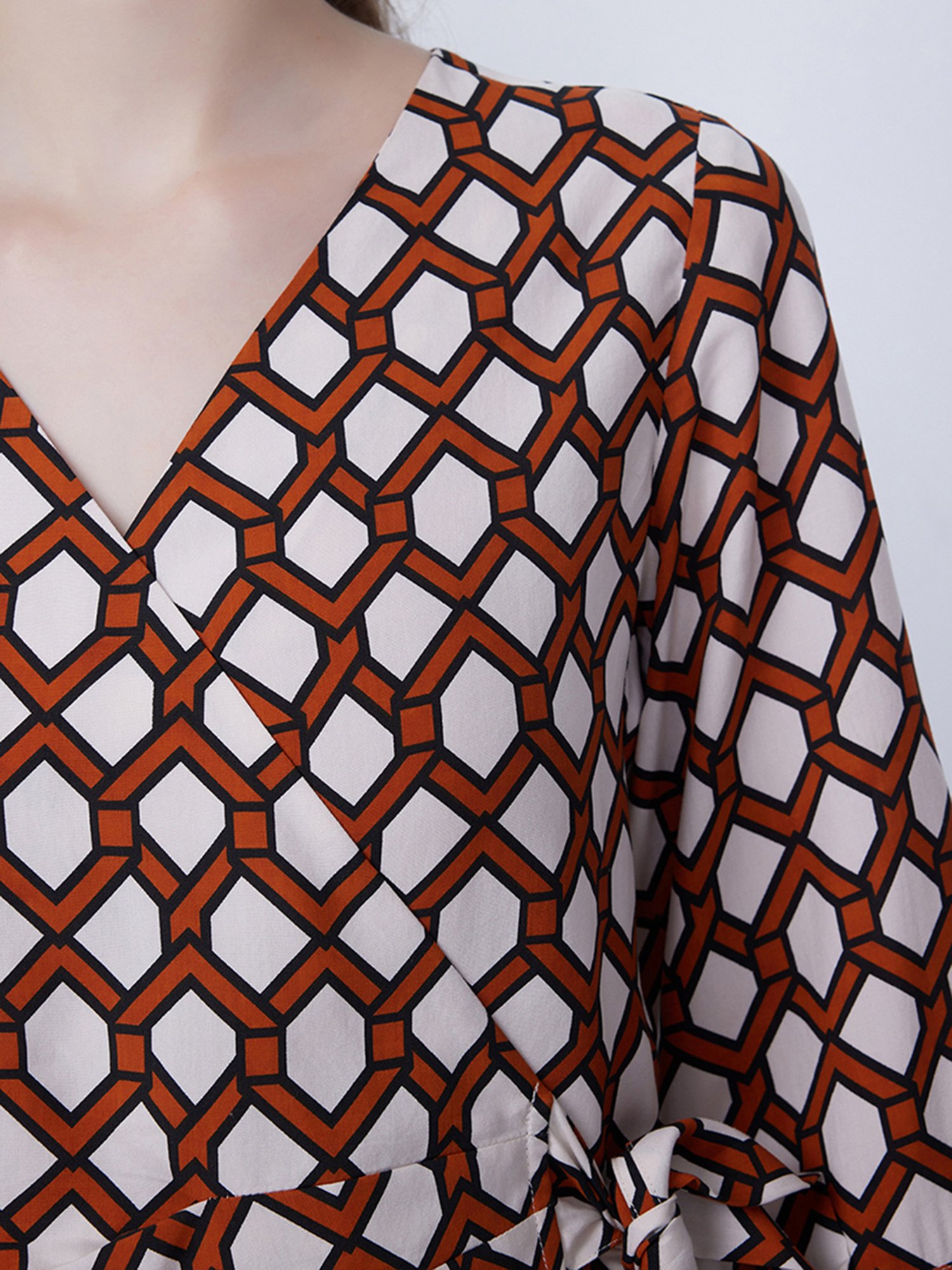 Cover Story White & Brown Printed Crop Top