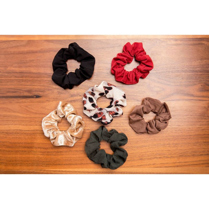 scunci Basics Fashion Scrunchies - Cream & Leopard - 6ct