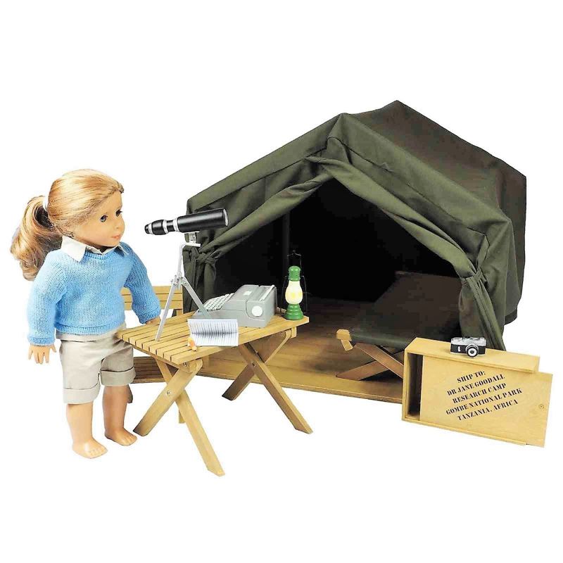 The Queen's Treasures 18 Inch Doll Dr. Jane Goodall Inspired Gombe Rainforest Camp Table And Chair Set