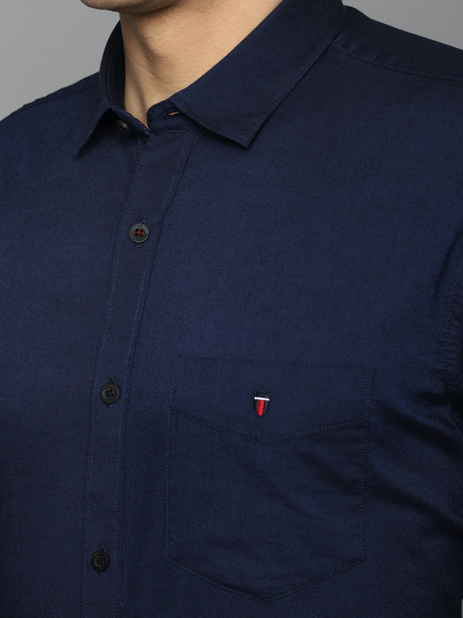 Louis Philippe Sport Navy Slim Fit Cotton Shirt