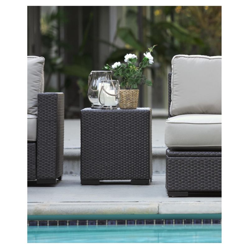 Laguna Square Wicker Patio Side Table - Brown - Serta