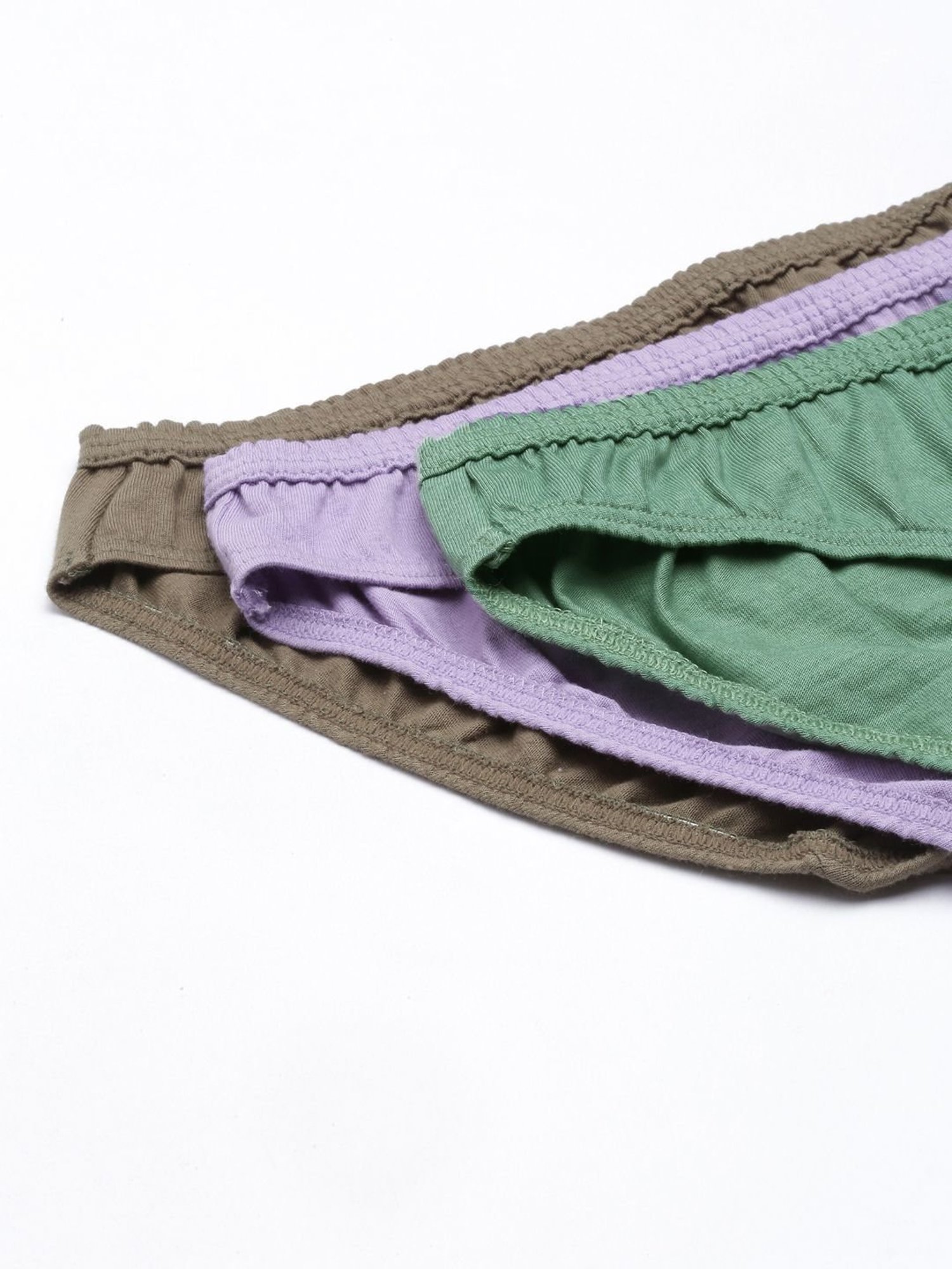 Enamor Green & Lilac Cotton Bikini Panties - Pack Of 3