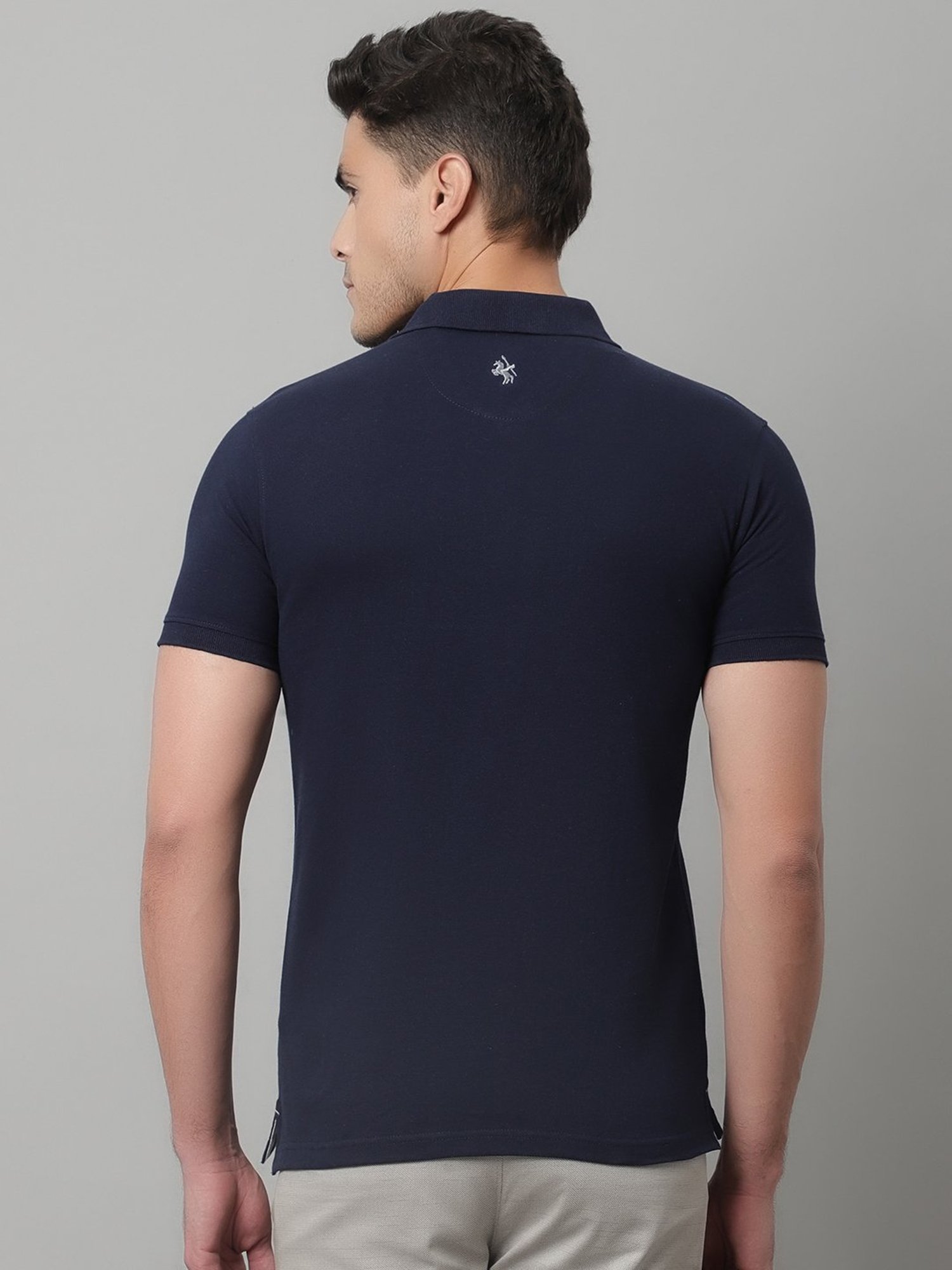 Cantabil Navy Regular Fit Polo T-Shirt