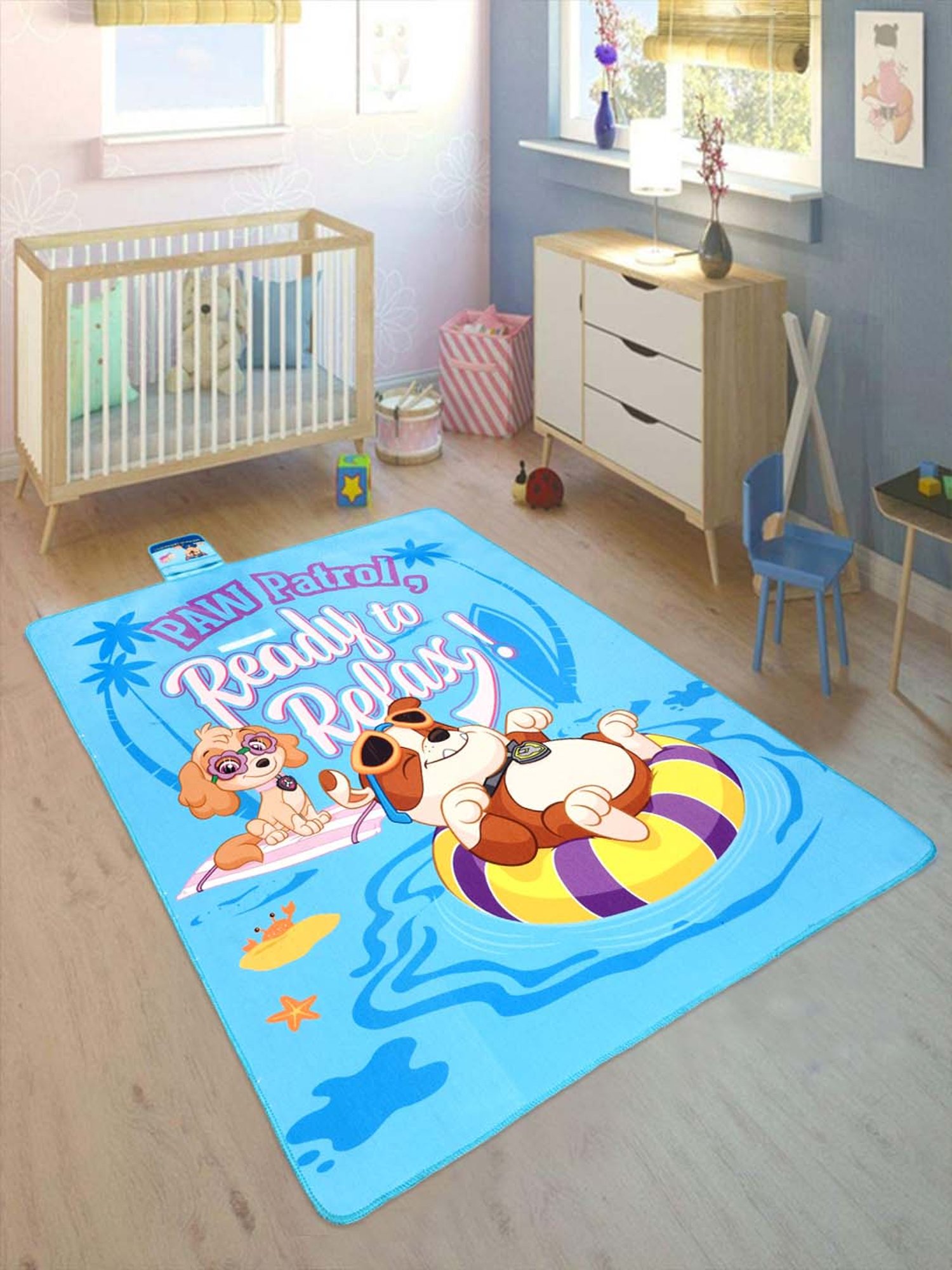 Saral Home Paw Patrol Blue Microfibre Kids Picnic Mats - Set of 1