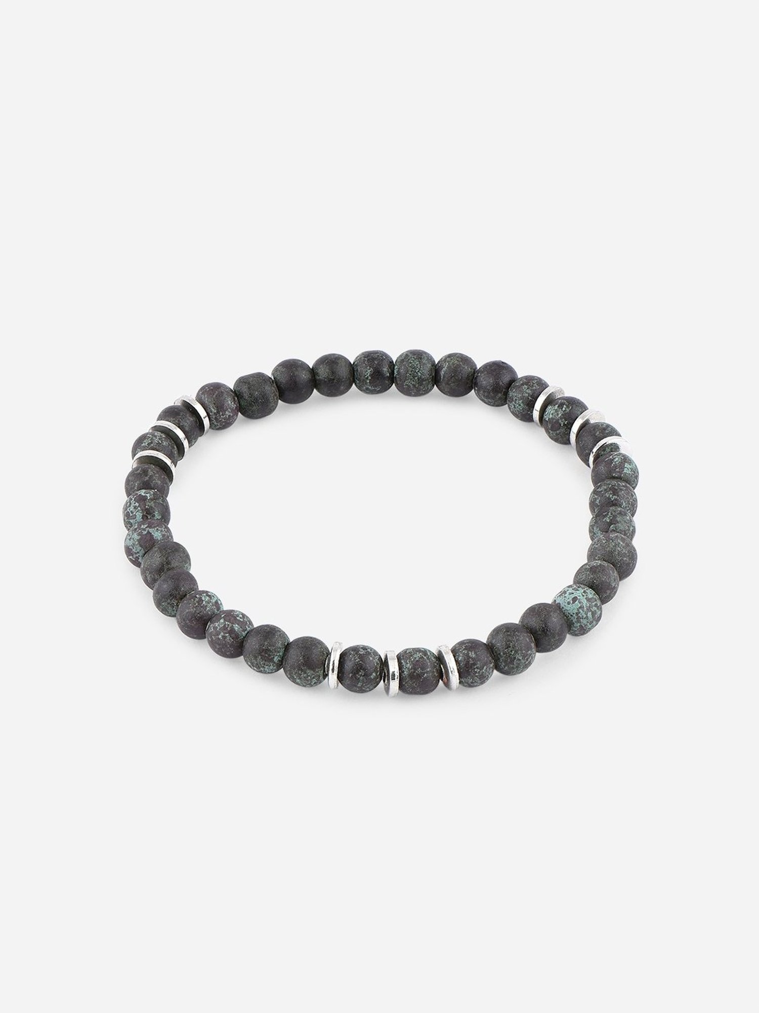 The Bro Code Green & Brown Multi Beads Stretchy Elastic Bracelet for Men - Set of 3