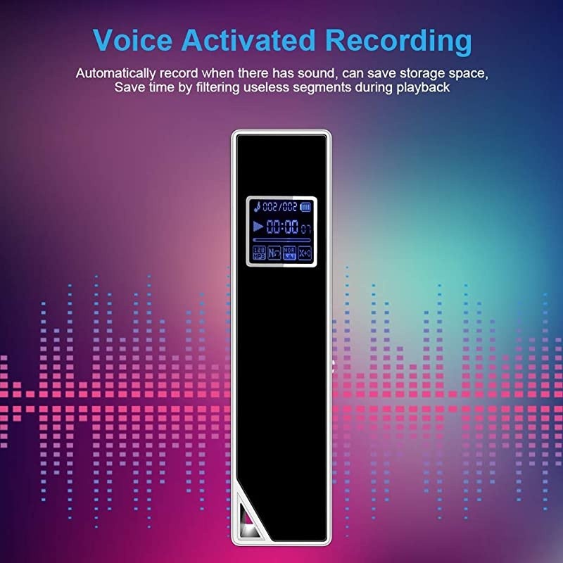 Digital Voice Recorder, 8G Double Microphone Noise Reduction Audio Voice Activated Recorder,Portable Sound Recorder MP3 Player for Lectures/Meetings/Interviews/Learning