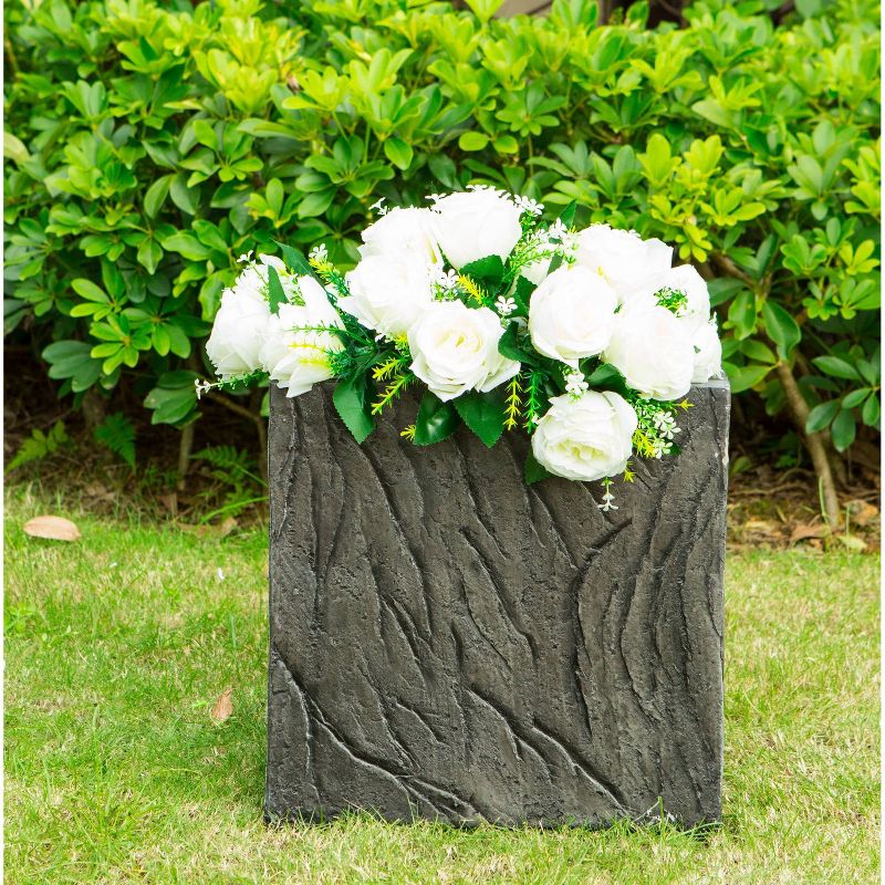 10.2" Kante Lightweight Obique Line Square Concrete Planter Dark Brown - Rosemead Home & Garden, Inc.