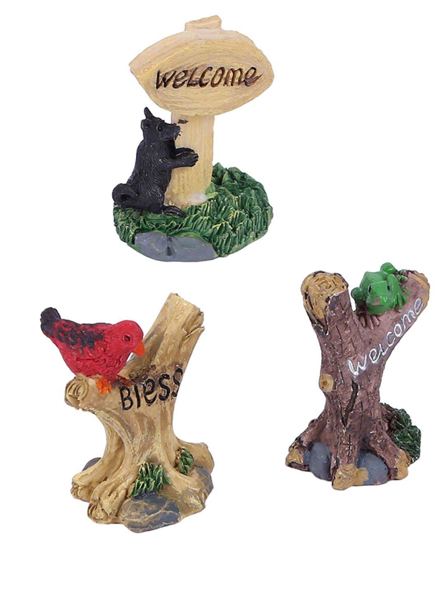 Tayhaa Brown & Beige Resin Welcoming Tree Showpiece - Set of 3