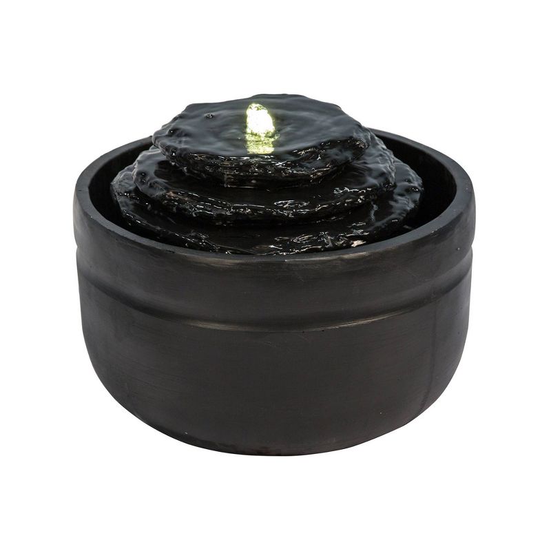 12" Flagstone Outdoor Fountain with LED Lights Brown - Peaktop