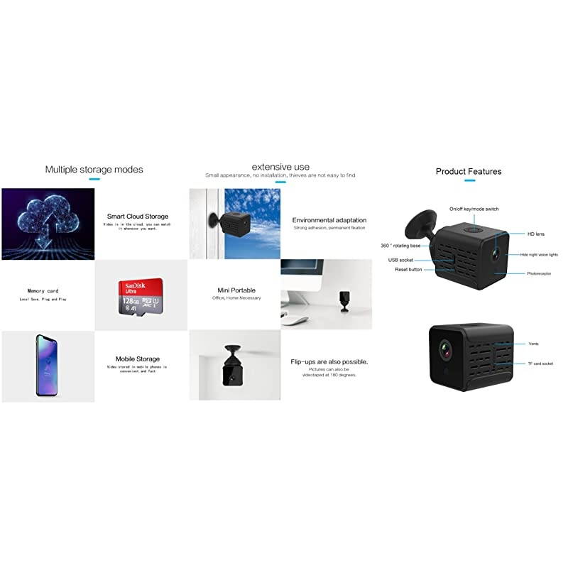 Mini WiFi Camera Small Home Security Wireless Camera Nanny Cam Super Night Vision Motion Detection Crisp 1080P HD Live Streaming Indoor amp Outdoor Portable Tiny Cam with Android iOS App