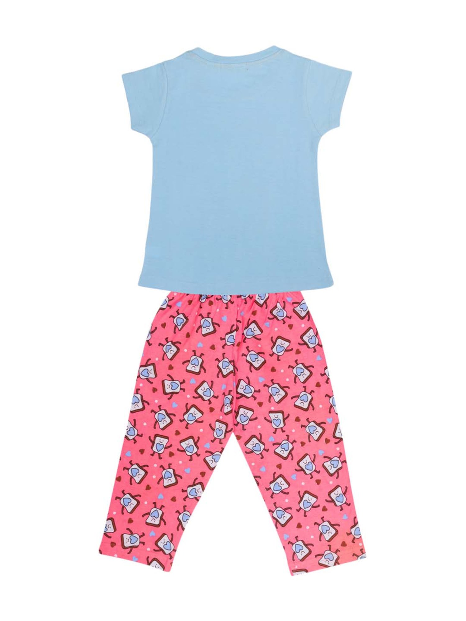 Todd N Teen Kids Pink & Blue Cotton Printed T-Shirt & Capris - Pack of 2