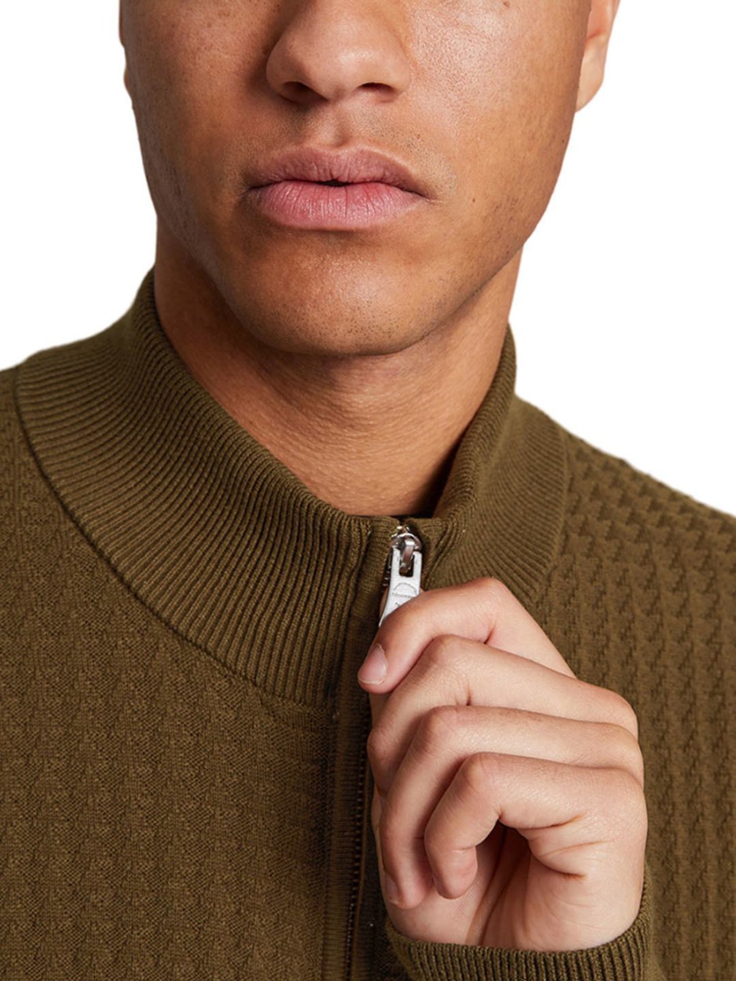 Matinique Brown Cotton Regular Fit Self Pattern Sweaters