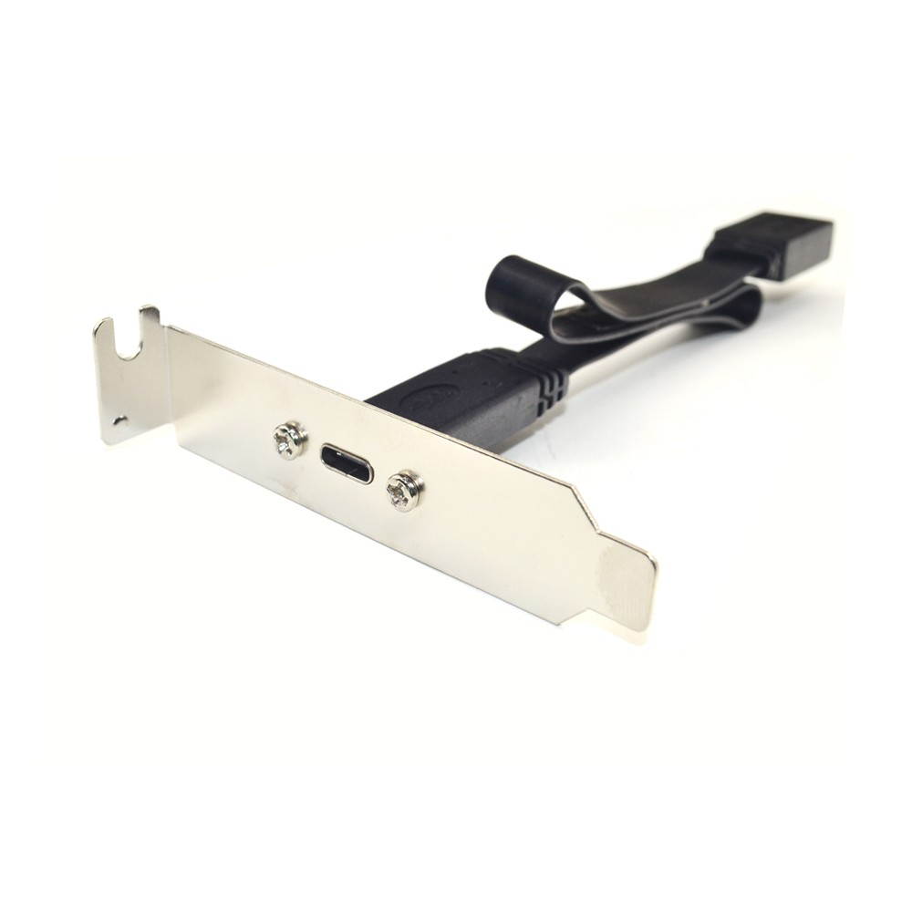 Motherboard 20Pin USB 3.1 Type-E Header Male Gen2 10Gbps to USB 3.1 Type-C USB-C Female Extension Data Cable with Back Panel Low Profile Half Height Bracket 8cm Backplate Black 80cm