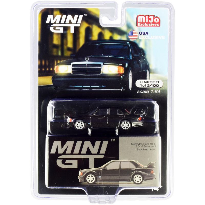 Mercedes Benz 190E 2.5-16 Evolution II Black Pearl Metallic Ltd Ed 2400 pcs 1/64 Diecast Model Car by True Scale Miniatures