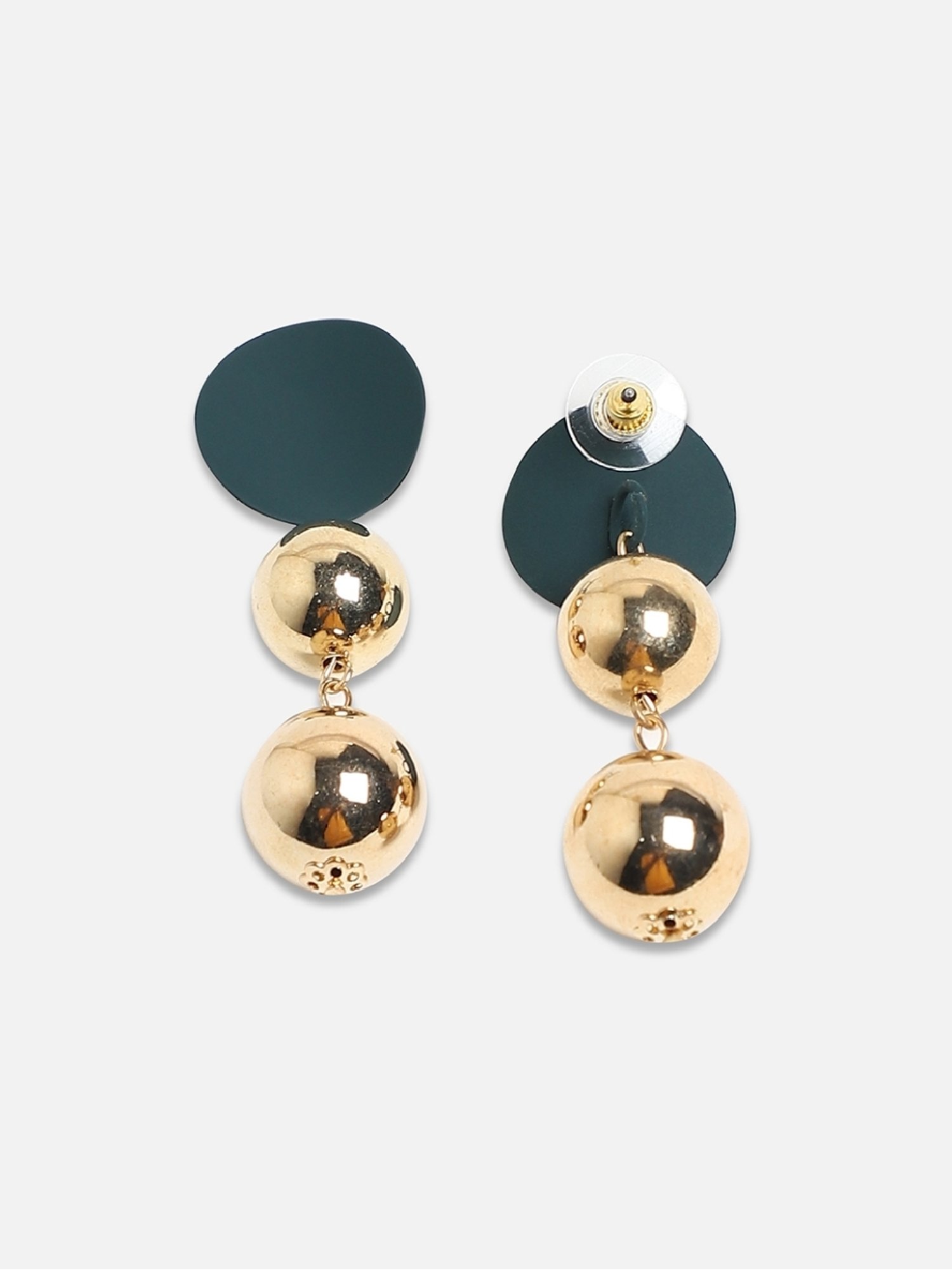 Sohi Women's Ball Chain Drop Earrings  Emerald Green