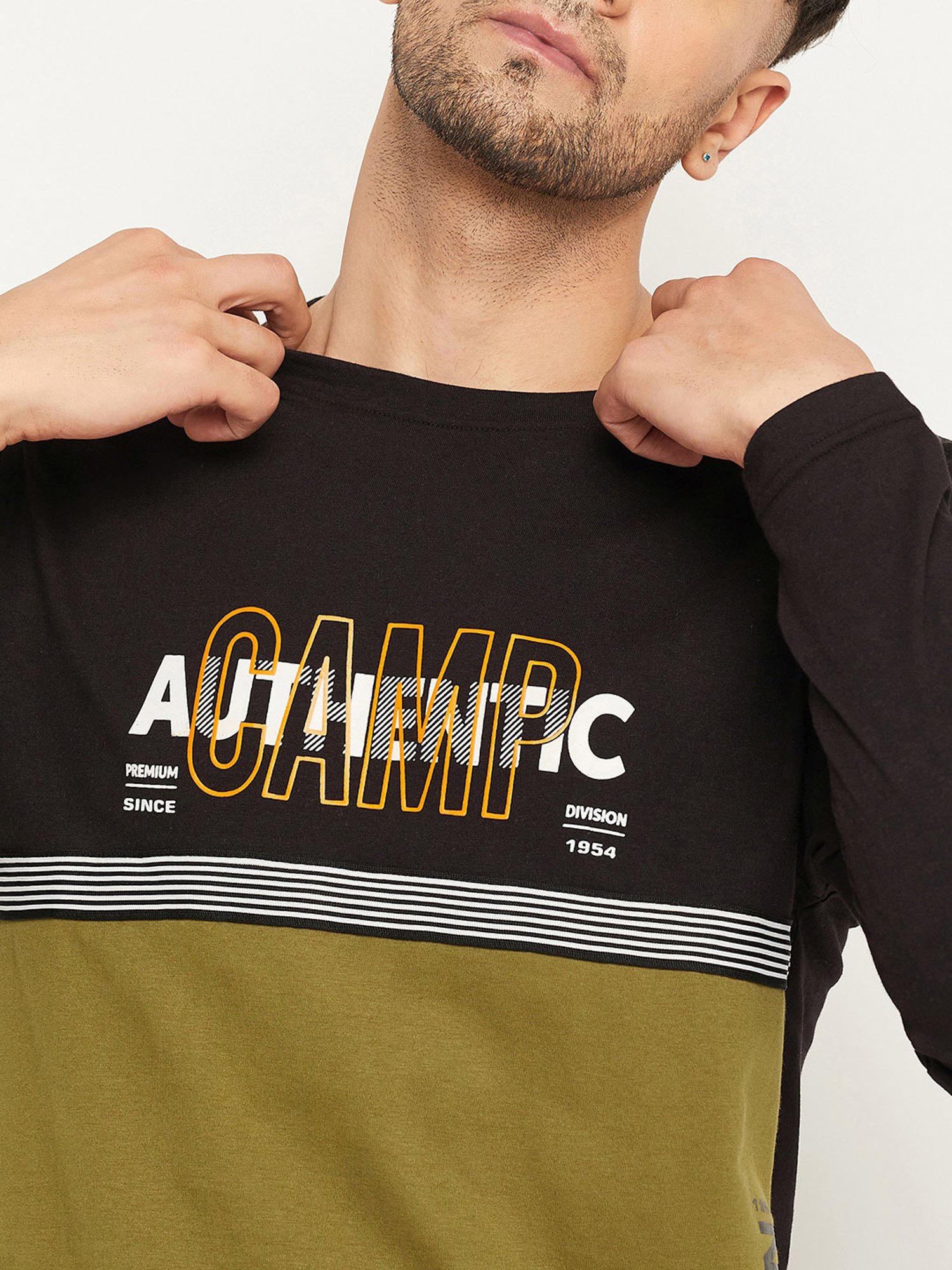 Club York Black Regular Fit Crew T-Shirt