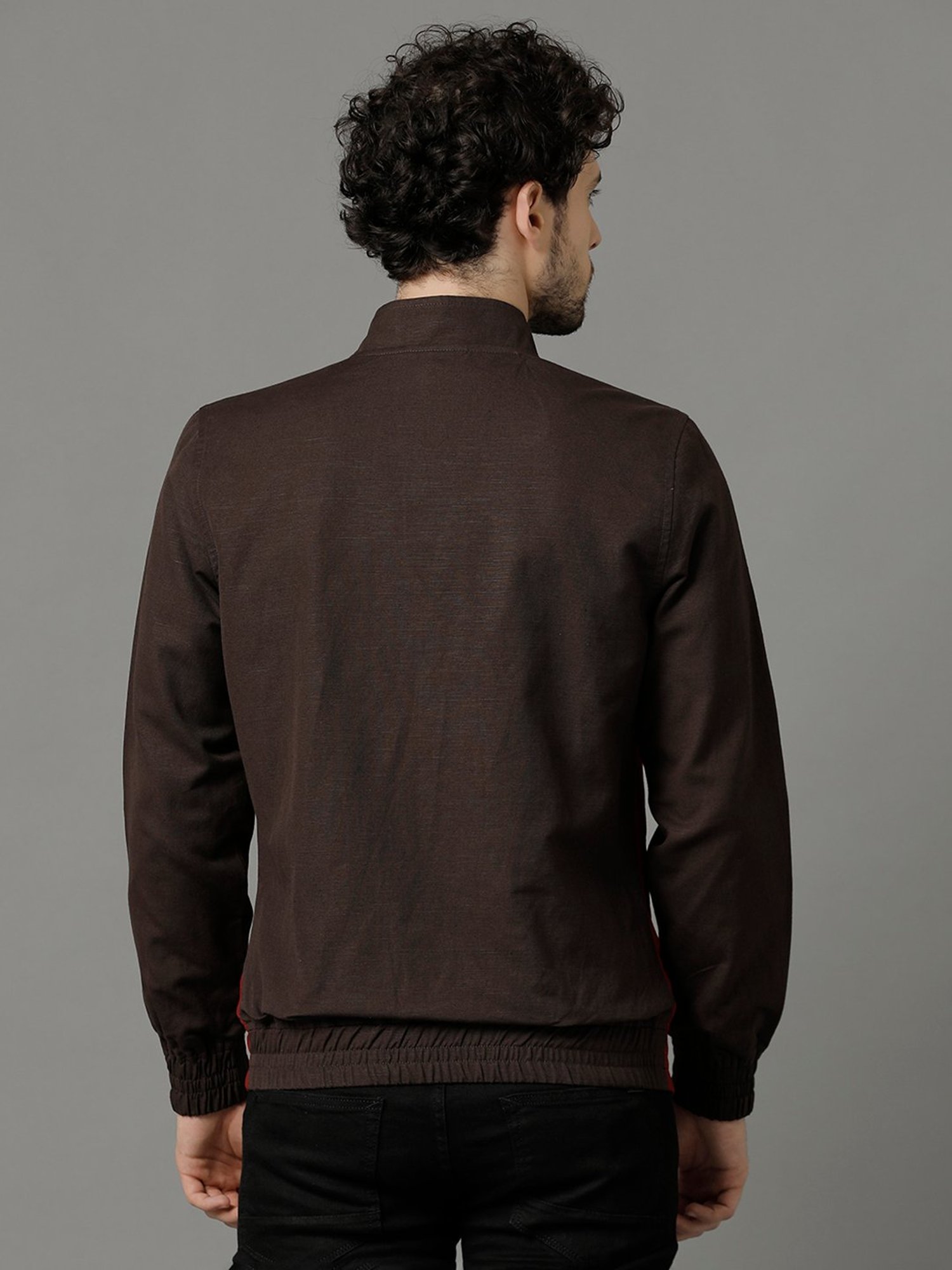CAVALLO by Linen Club Brown Regular Fit Cotton Linen Jacket