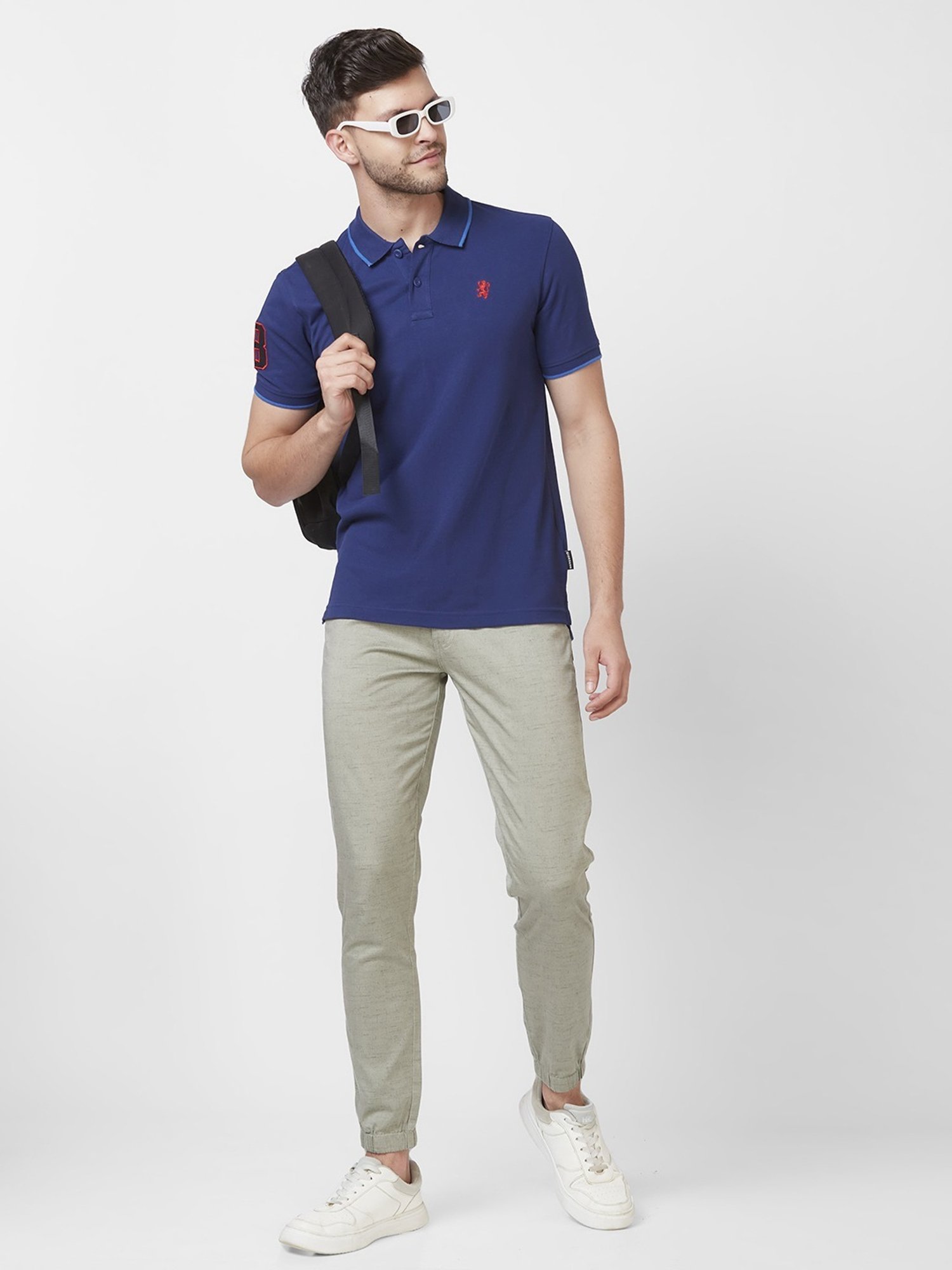 Giordano Navy Blue Cotton Slim Fit Polo T-Shirt