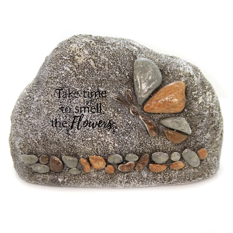 Home & Garden 5.5" Butterfly Pebble Stone Textured Flowers Roman, Inc  -  Outdoor Sculptures And Statues