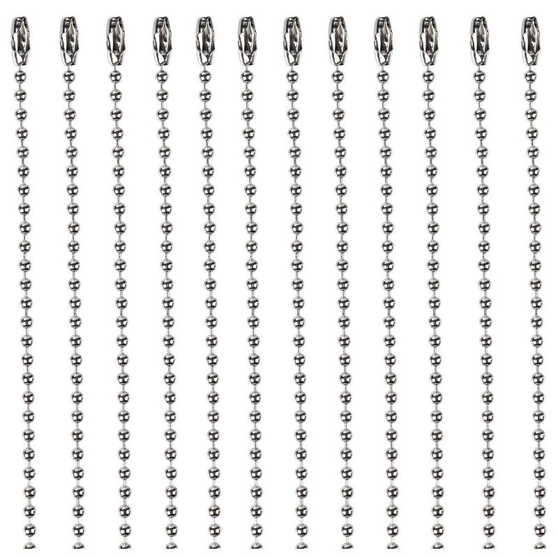 Genie Crafts 12 Pack Silver Ball Chain Necklace with Connector for Jewelry Making, 29.5" x 0.9"