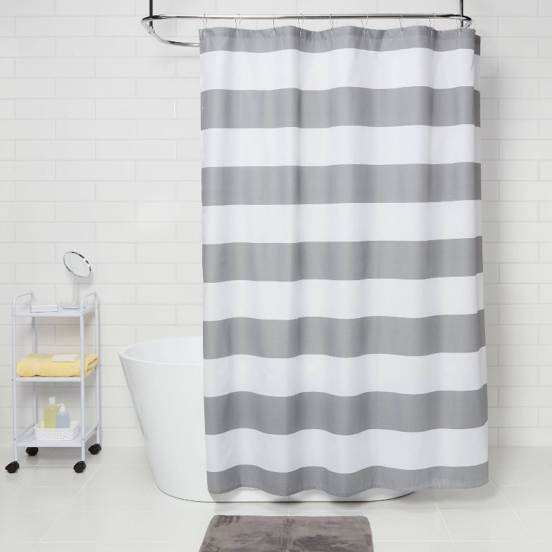 Striped Shower Curtain Gray Mist - Room Essentials™