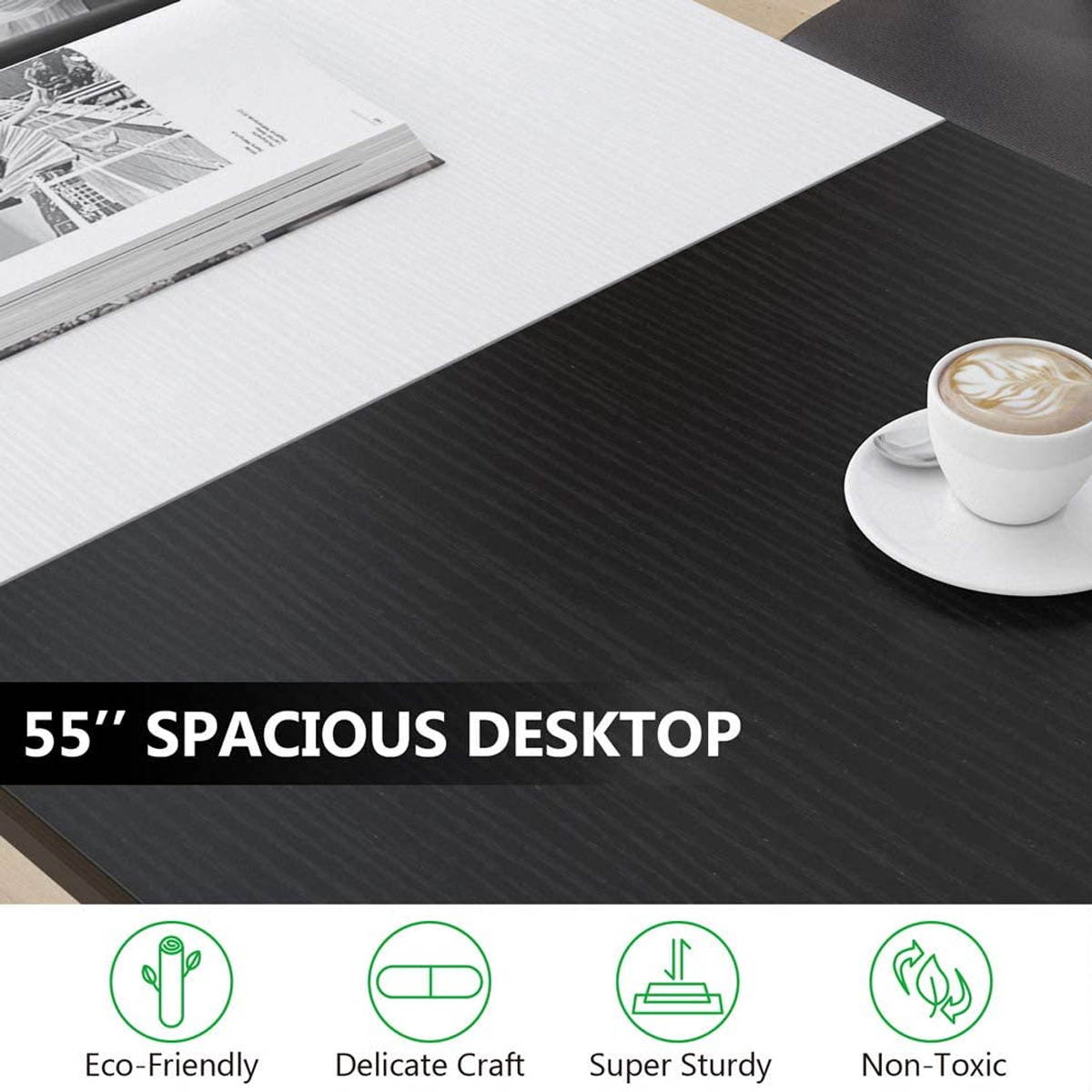 55&rdquo; L Shape Computer Desk with 2 Storage Shelf, Corner Computer Gaming Desk with Movable Shelf Table for Home Office, Modern Simple Style PC Desk, Large Size Corner Computer Desk with Shelf, GT183