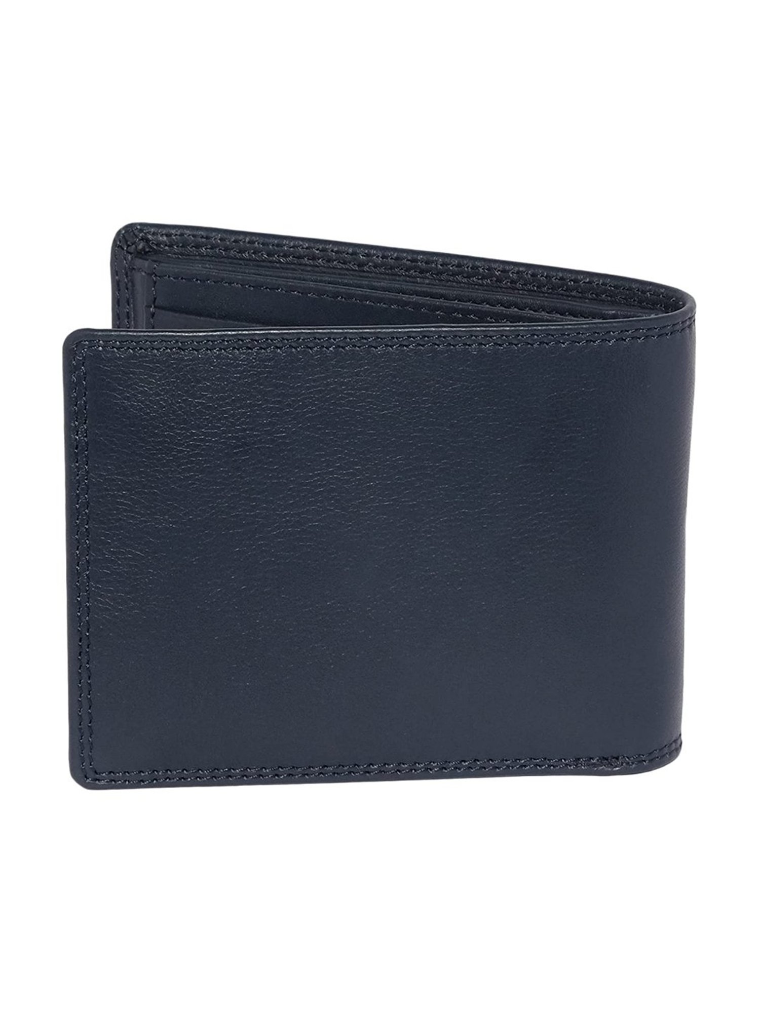 BROWN BEAR Stylish Pure Nappa Blue Leather Slim Bi-Fold Wallet for Men with Nine Card Slots