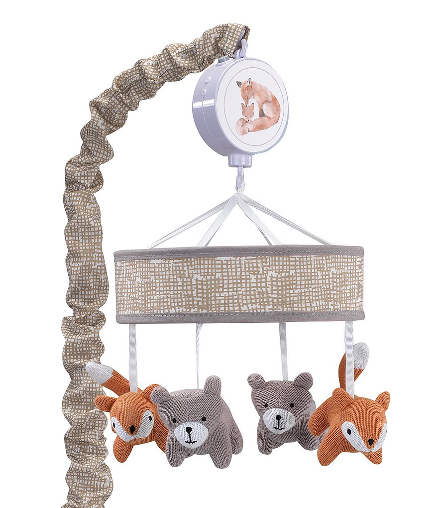 Lambs & Ivy Painted Forest Fox & Bear Baby Crib Musical Mobile