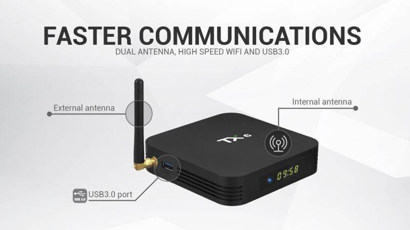 TX6 Android 9.0 TV Box 4K HDR Ultra-HD Video 4GB RAM 64GB ROM Set-top Box 2.4G/5G Dual WiFi USB 3.0