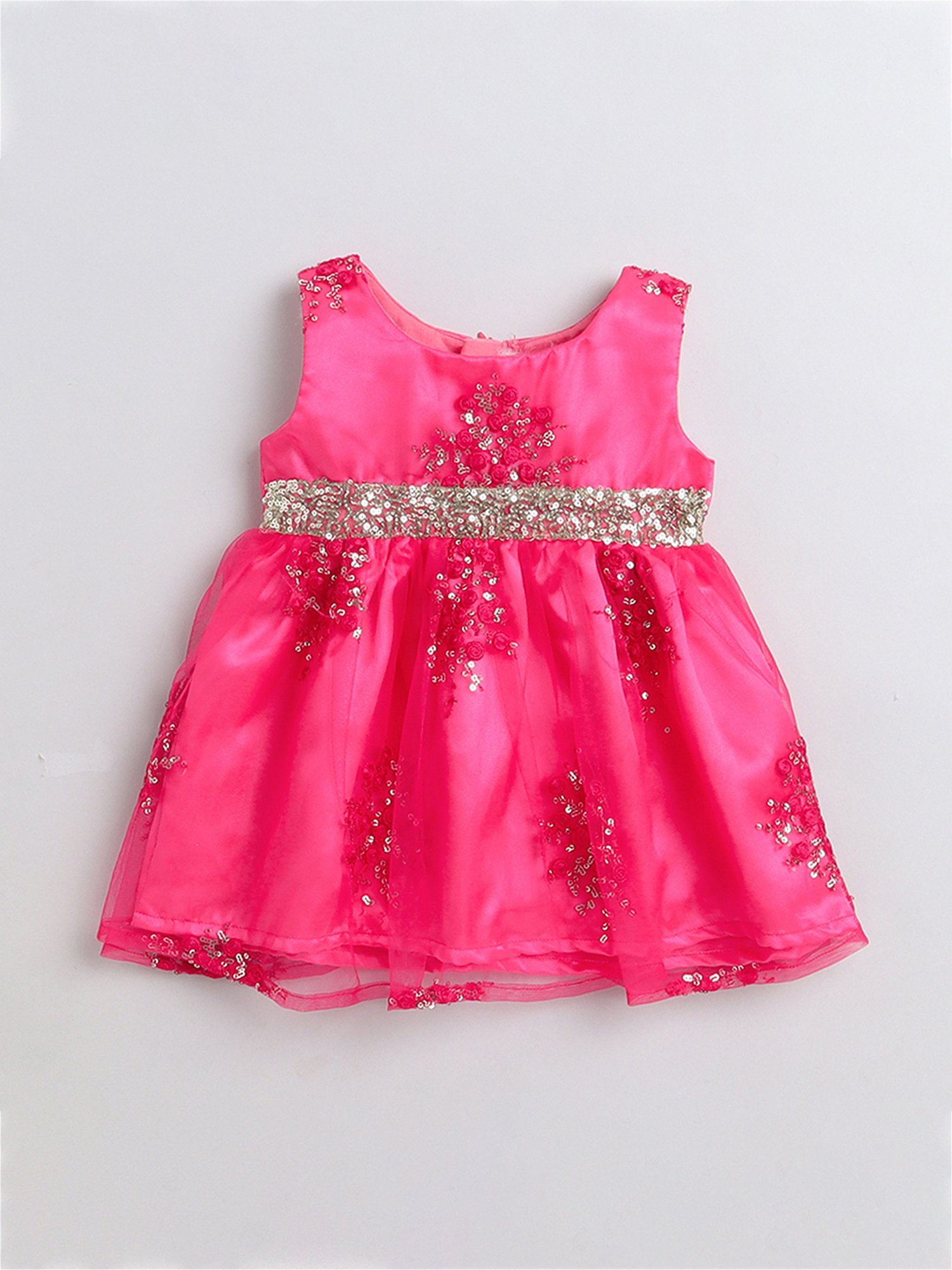 Many Frocks Kids Pink Embellished Dress