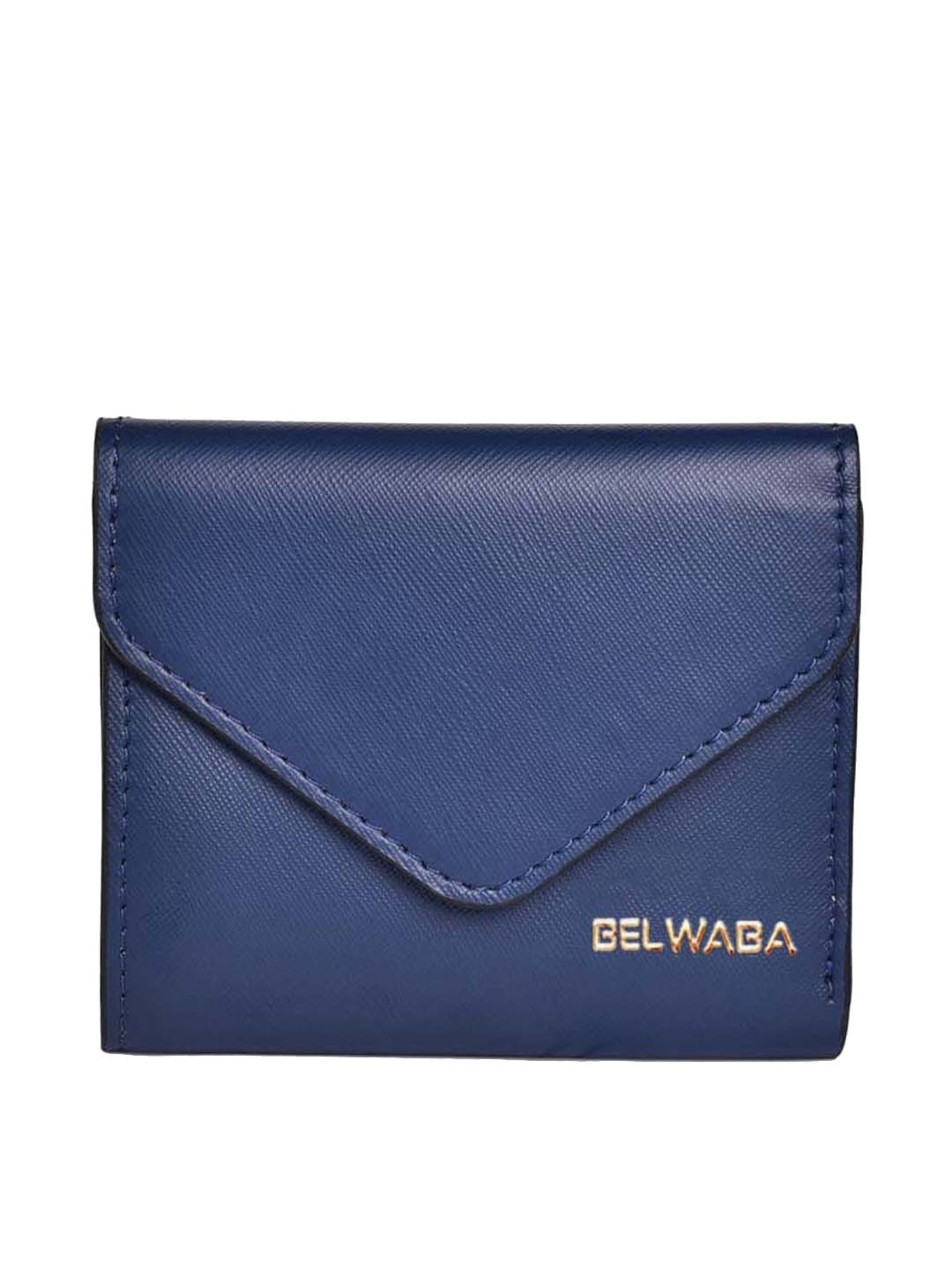 BELWABA Navy Textured Tri-Fold Wallet for Women