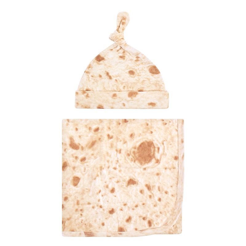 Touched by Nature Baby Organic Cotton Swaddle Blanket and Headband or Cap, Burrito, One Size