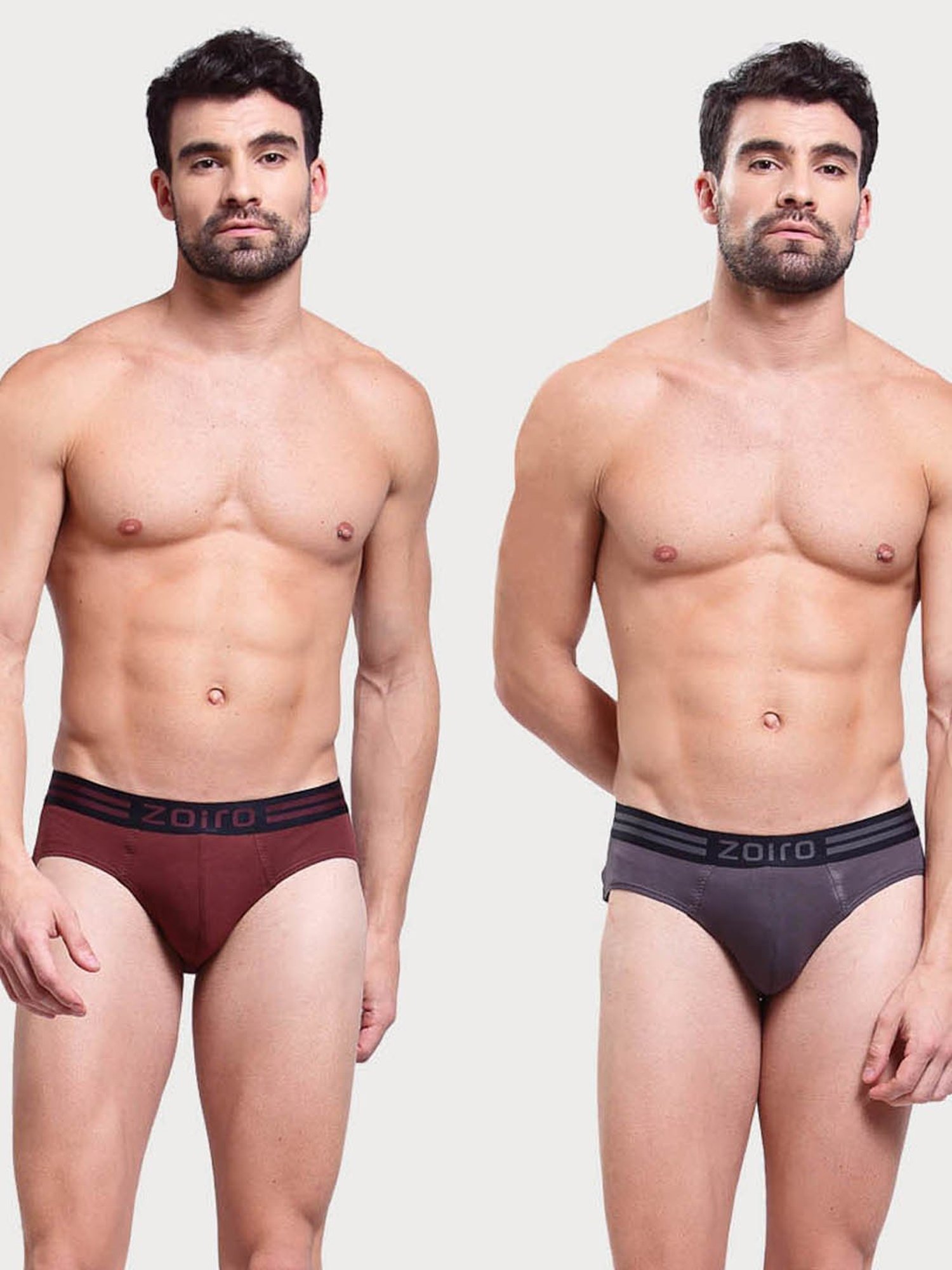Zoiro Bitter Chocolate & Smoked Parl Cotton Regular Fit Briefs - Pack Of 2