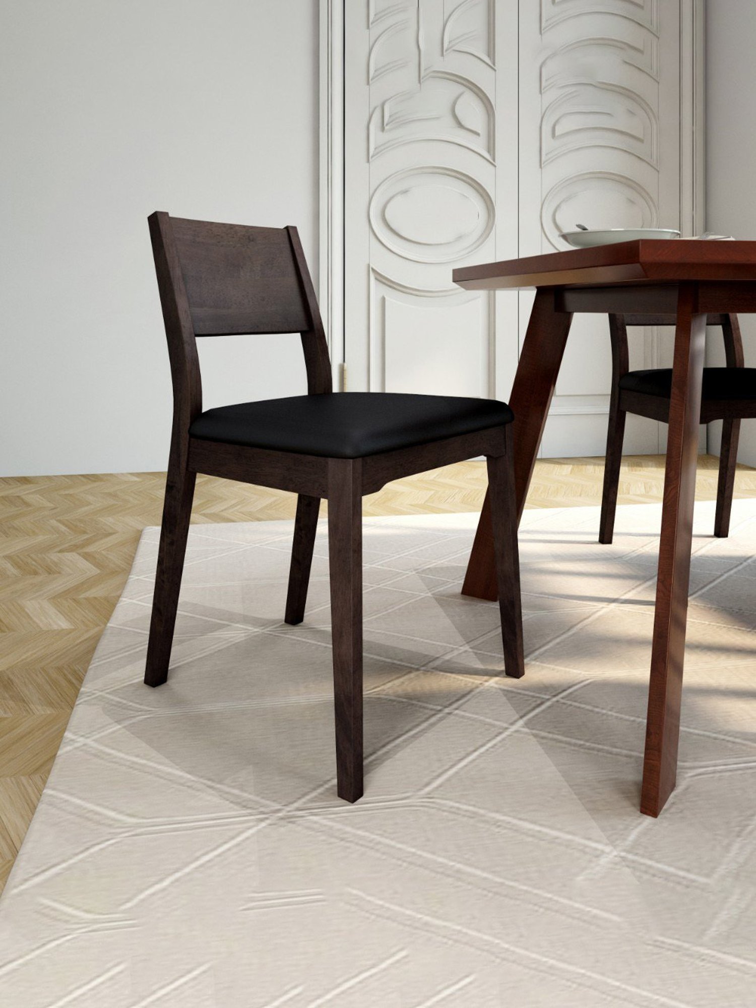 Durian Elanor Modern Brown & Beige Premium Leatherette Dining Chair