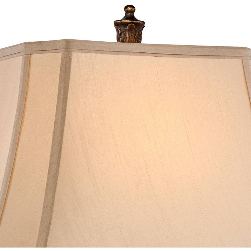 Barnes and Ivy Traditional Table Lamp Bronze Curling Leaves Tan Rectangular Shade for Living Room Family Bedroom Bedside