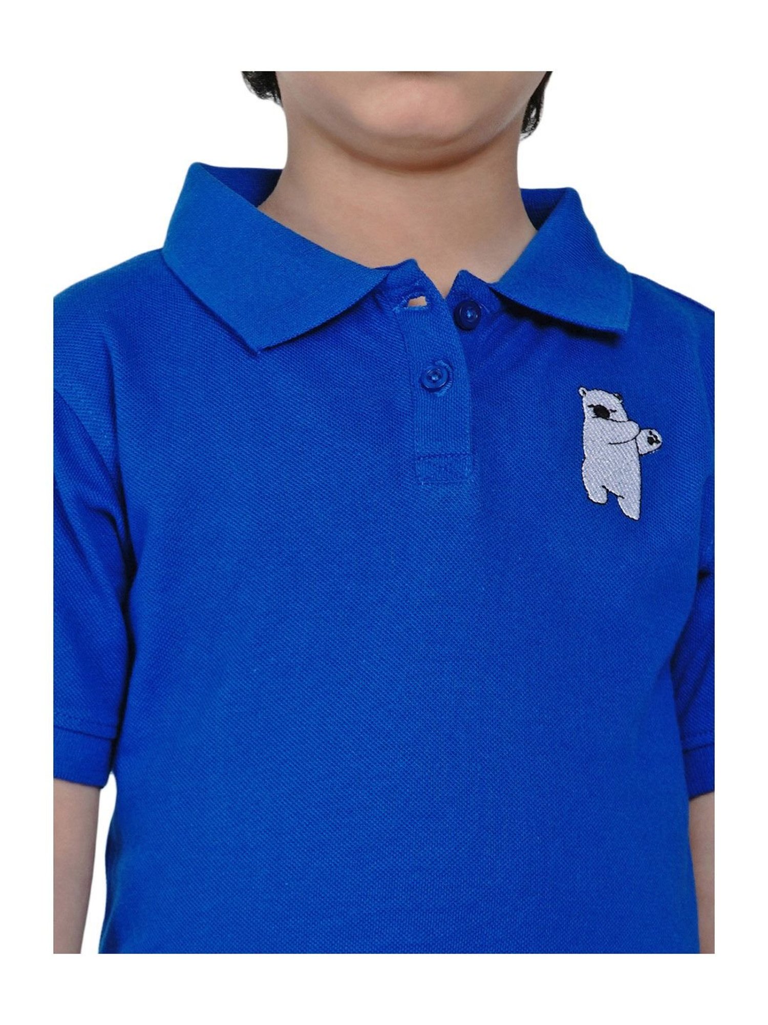 Berrytree Organic Kids Blue Cotton Sister Bear Polo T-Shirt