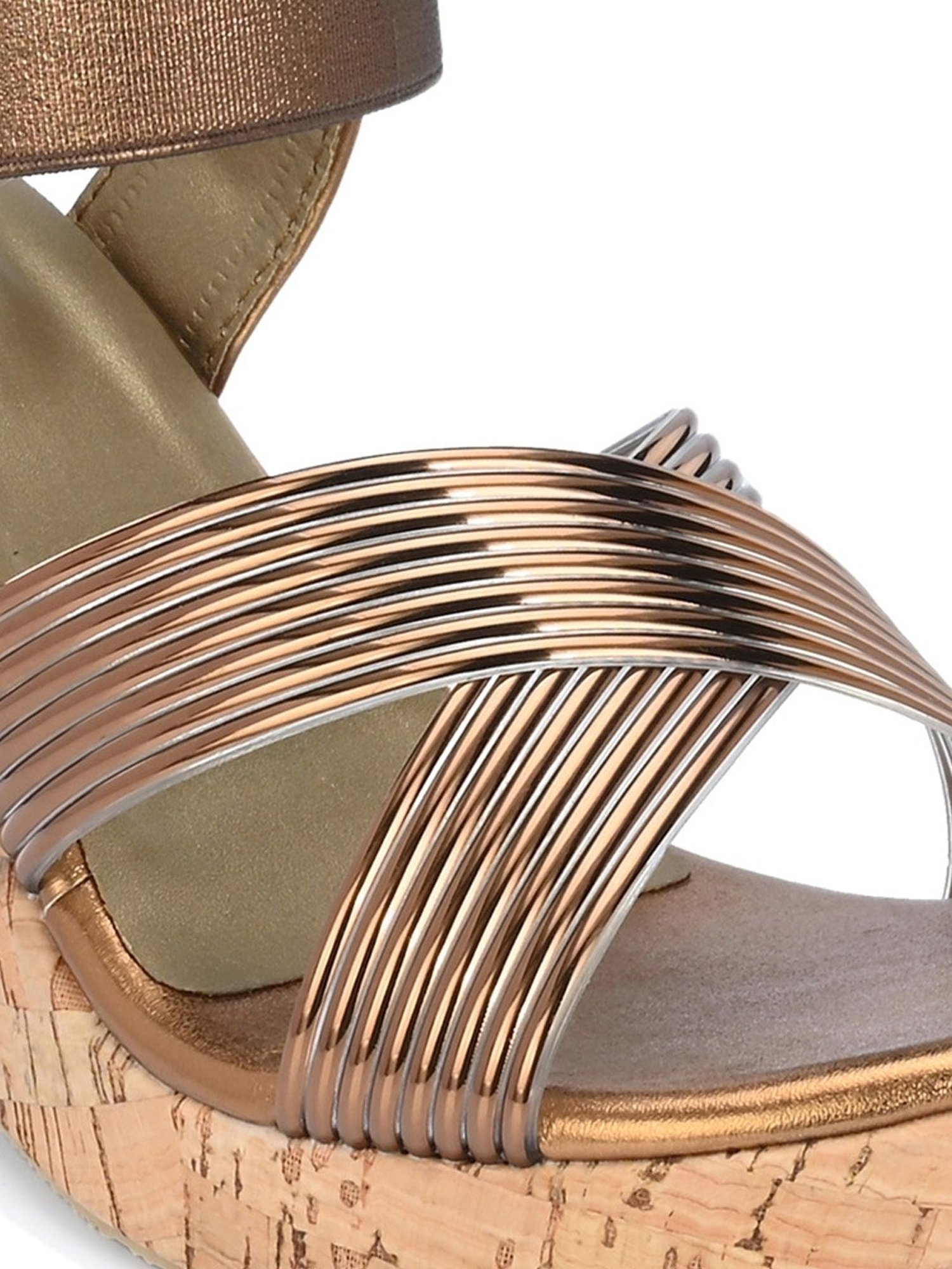 Clog London Women's Copper Ankle Strap Wedges