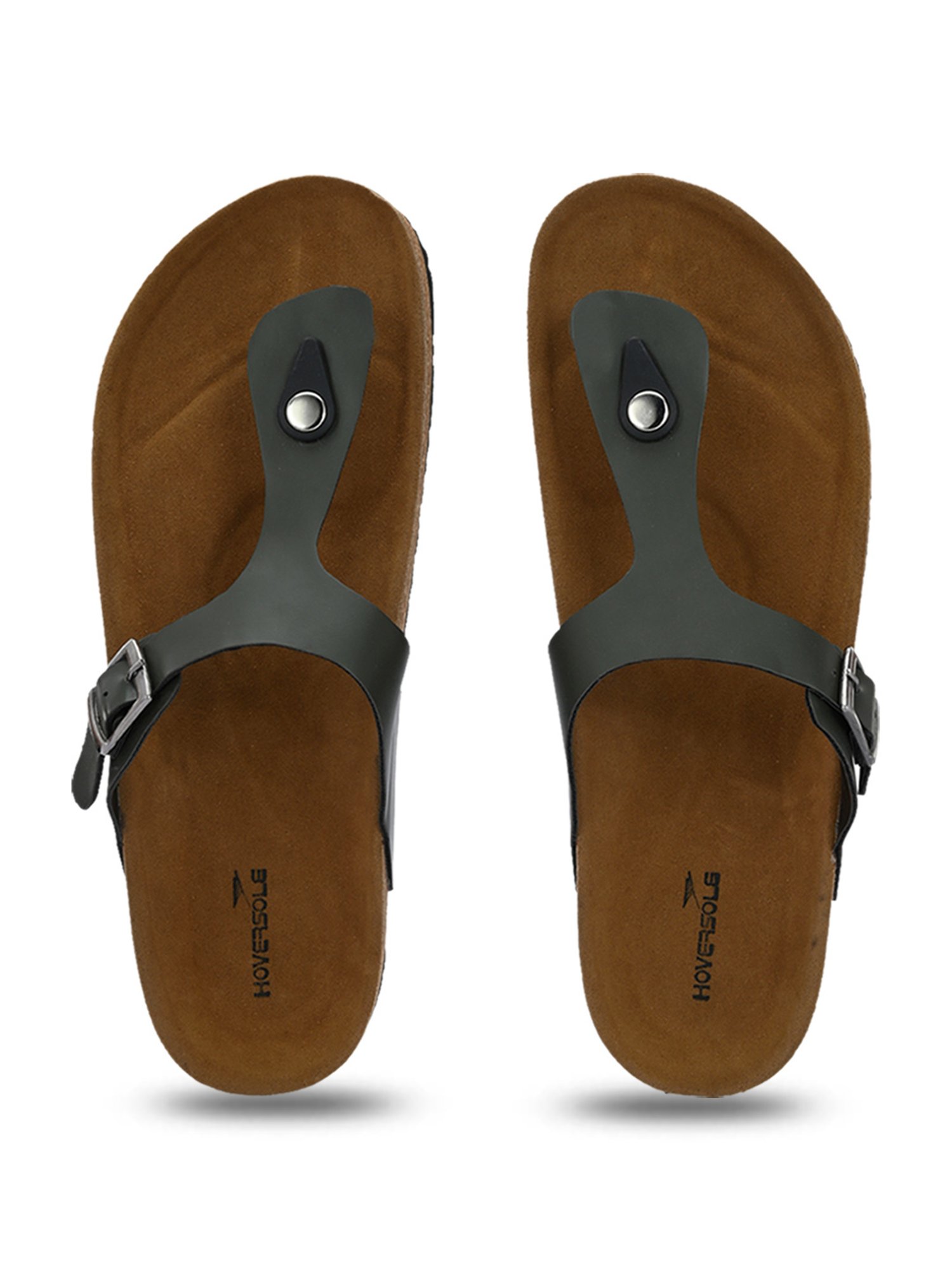 Hoversole Men's Olive Cork T-Strap Sandals