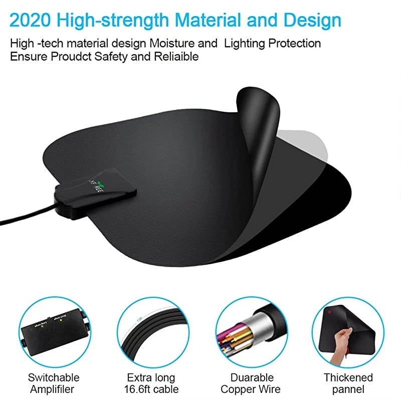 HD Indoor Digital TV Antenna Long 250 Miles Range, 360&deg; Reception Digital Antenna, Compatible 8K 4K 1080P HDTV and All Old Tv for Free Channels - On The Go Portable Indoor TV Antenna